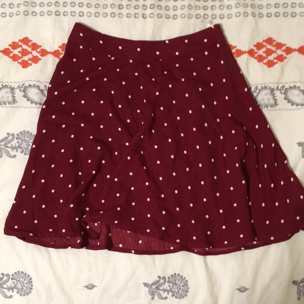 Red skirt with white polka dots